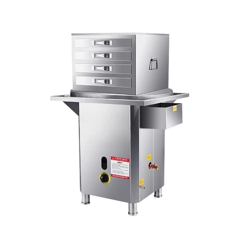 Drawer‑Style Gas Rice Roll Steamer, Commercial Stone‑Ground Cheung Fun Machine, 3‑Drawers Stall‑Use Steam Cooker
