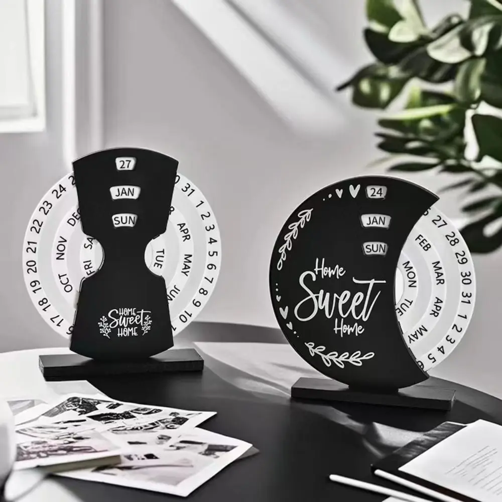 

Creative Manual Rotating Desk Calendar Month Date Display Adjustable Perpetual Calendar Multi-purpose Reusable