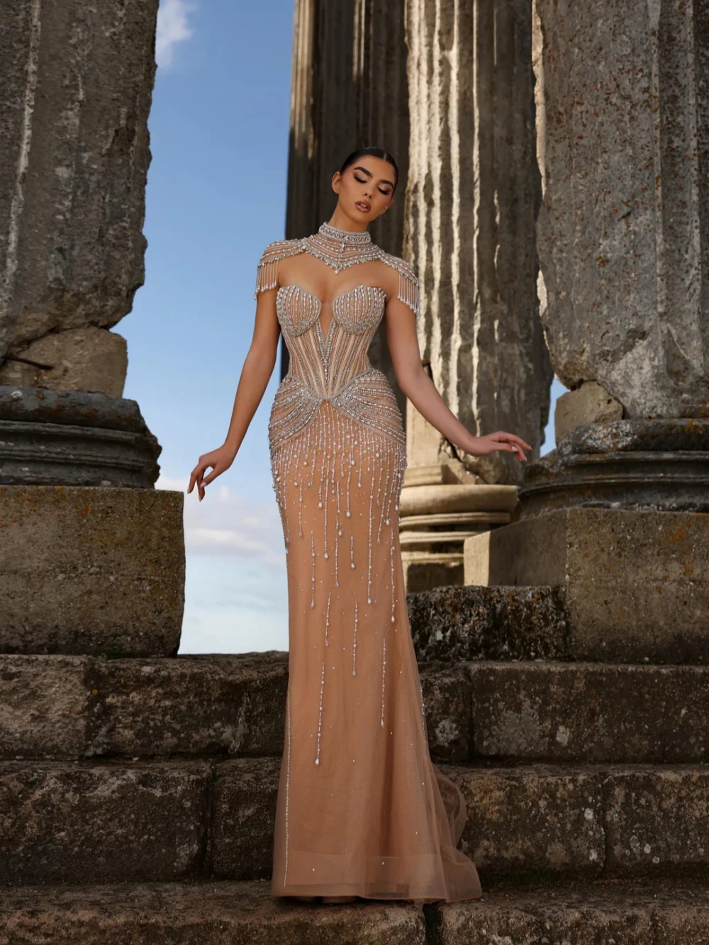 2026 جديد رائع اللؤلؤ كريستال فستان سهرة طويل ساحر الحبيب الرقبة حفل زفاف ثوب مخصص أنيق فساتين لحضور الحفلات الموسيقية