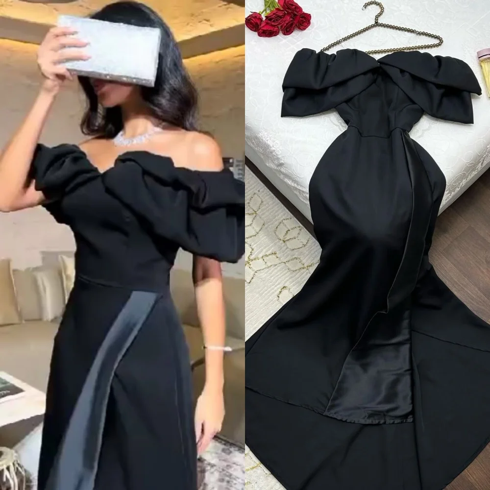 

Customized Intricate Jersey Pleat Ruffle Trumpet Off-the-shoulder Long Dresses Bespoke Occasion Dresses Elegant Classic