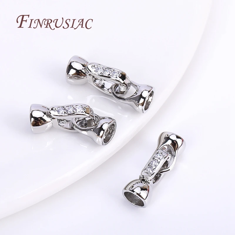 18K Gold Plated Inlaid Zircon Lock Clasps Closure Fasteners For Beading Jewelry Making,DIY Pearls Jewelry Fittings