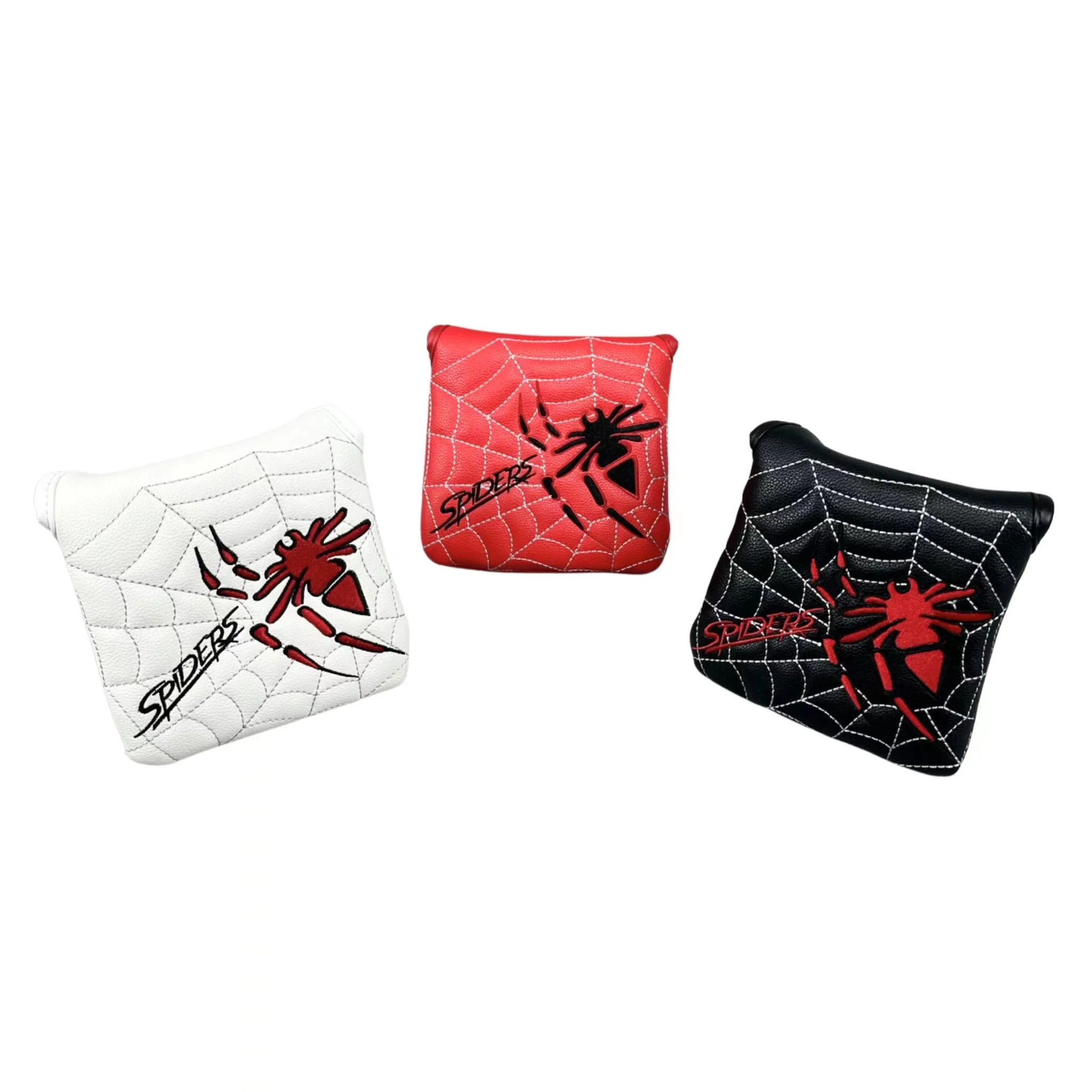 1pc Spider Pattern Golf Putter Cover PU Leather Large Mallet Golf Head Cover Magnetic Closure Golf Head cover