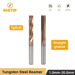 RIGTIP Carbide Reamer Coated Spiral Straight Flute H7 Chucking Hardened Steel Metal Cutter 4/6 Flute CNC Hole Tool 1mm-20mm