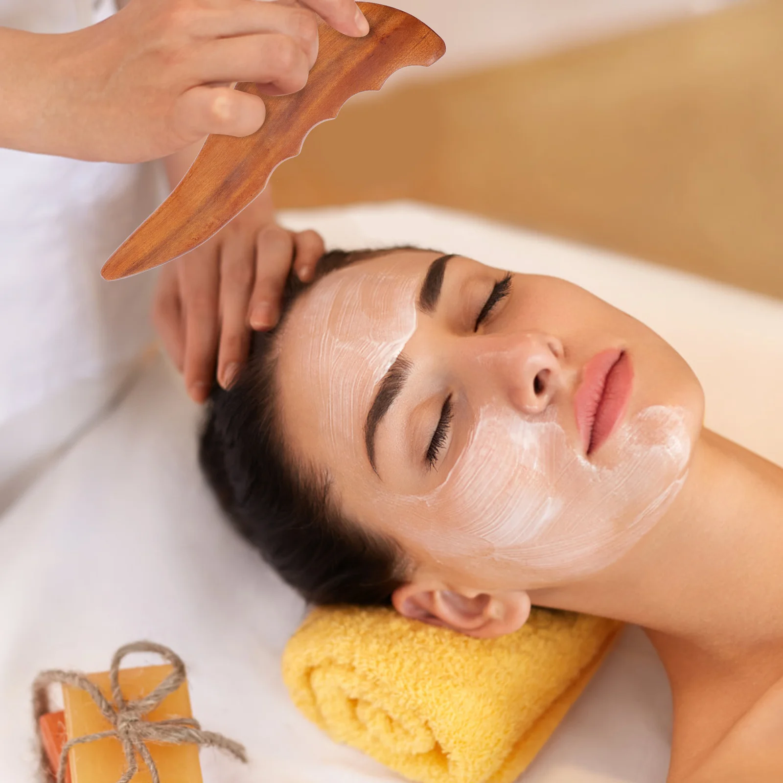 

2 шт., массажная доска Гуа Ша, скребковая пластина из сандалового дерева, износостойкий инструмент для массажа кожи, циркуляционная терапия красоты тела