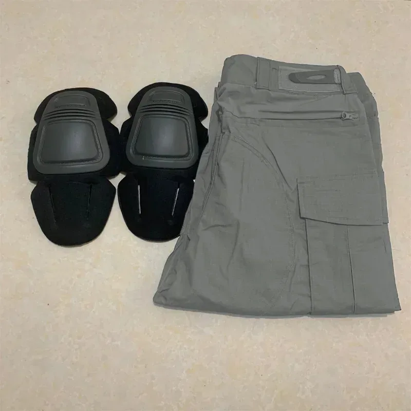 

az15Men Tactical Trousers CP Camouflage Multicam Cargo Pant Casual Green Pants with Knee Pads