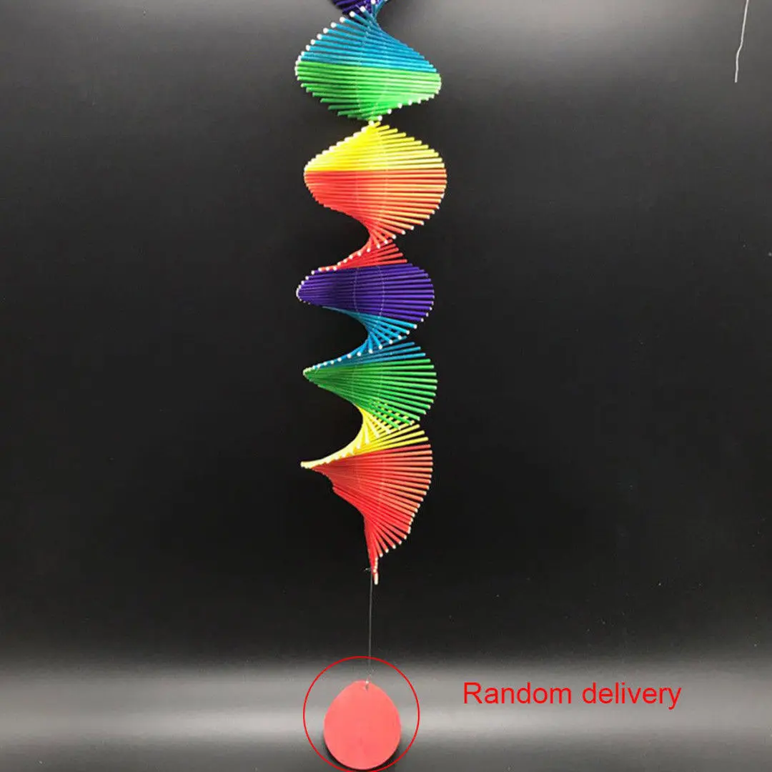 Colourful Twisted Rainbow Wind Chime for Kindergarten, Garden, and Home Decor, Made from Excellent Wood Material