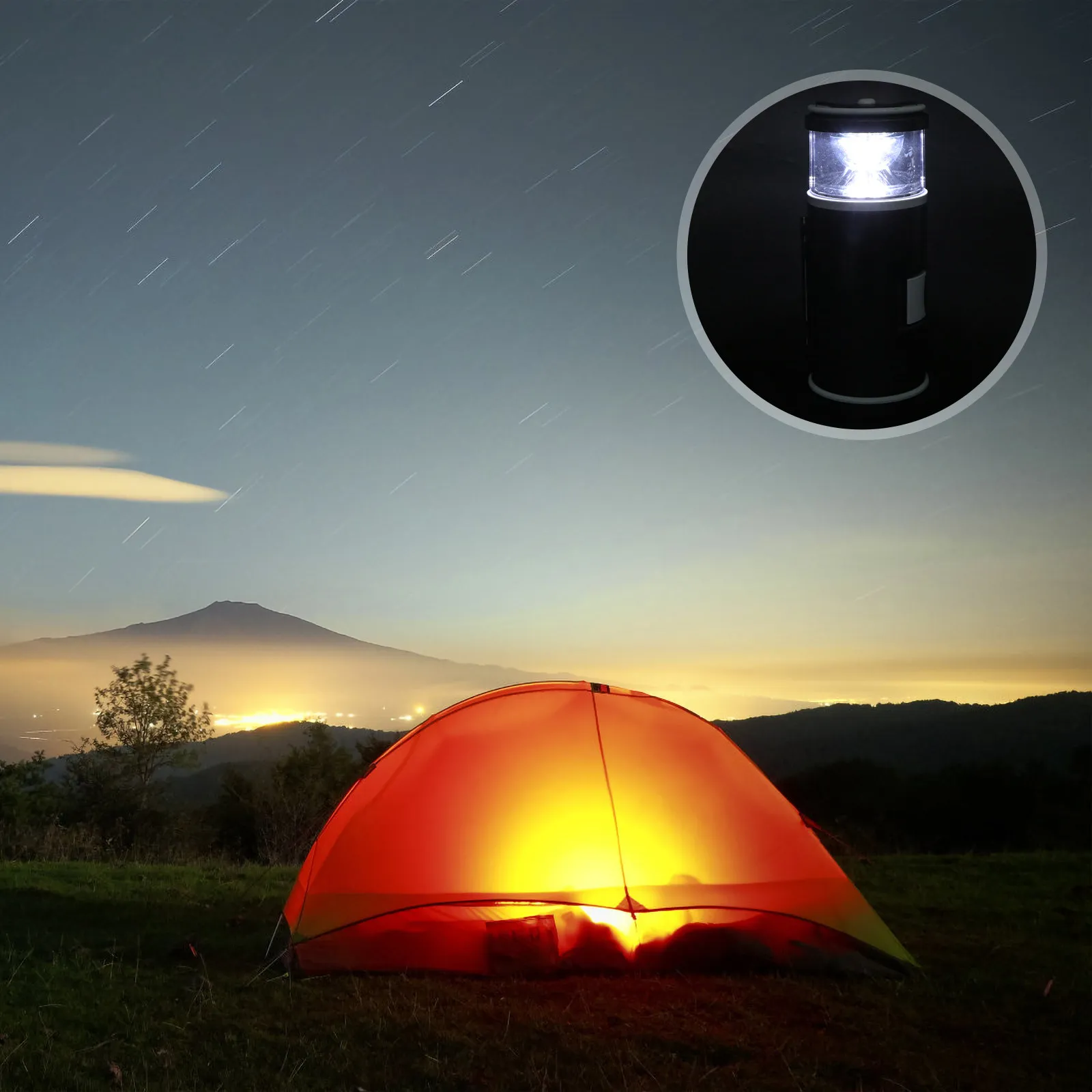 1Pcs Black Multipurpose Camping Light Tool Outdoor Flashlight Handheld Hiking Emergency Super Bright Screwdriver Set