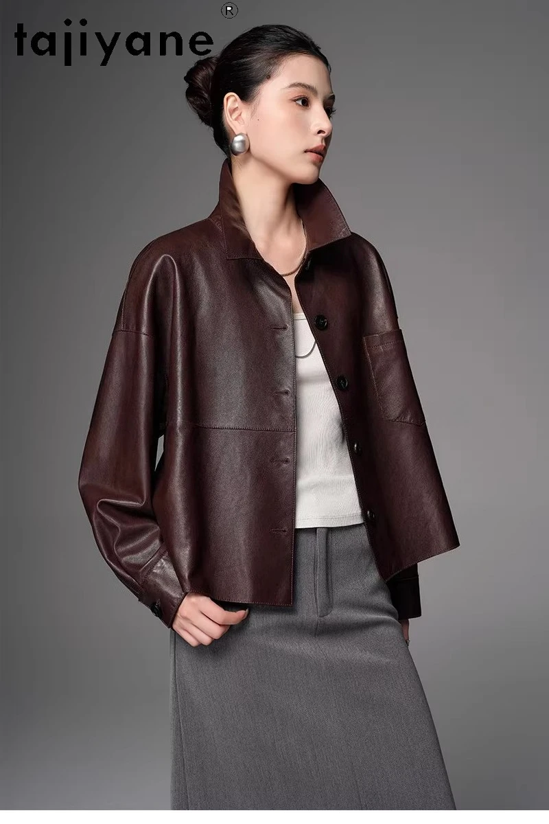 TAJIYANE Genuine Sheepskin Jackets Woman Short Casual Coats High Quality Real Leather Jacket 2025 Autumn Women Clothing дубленка