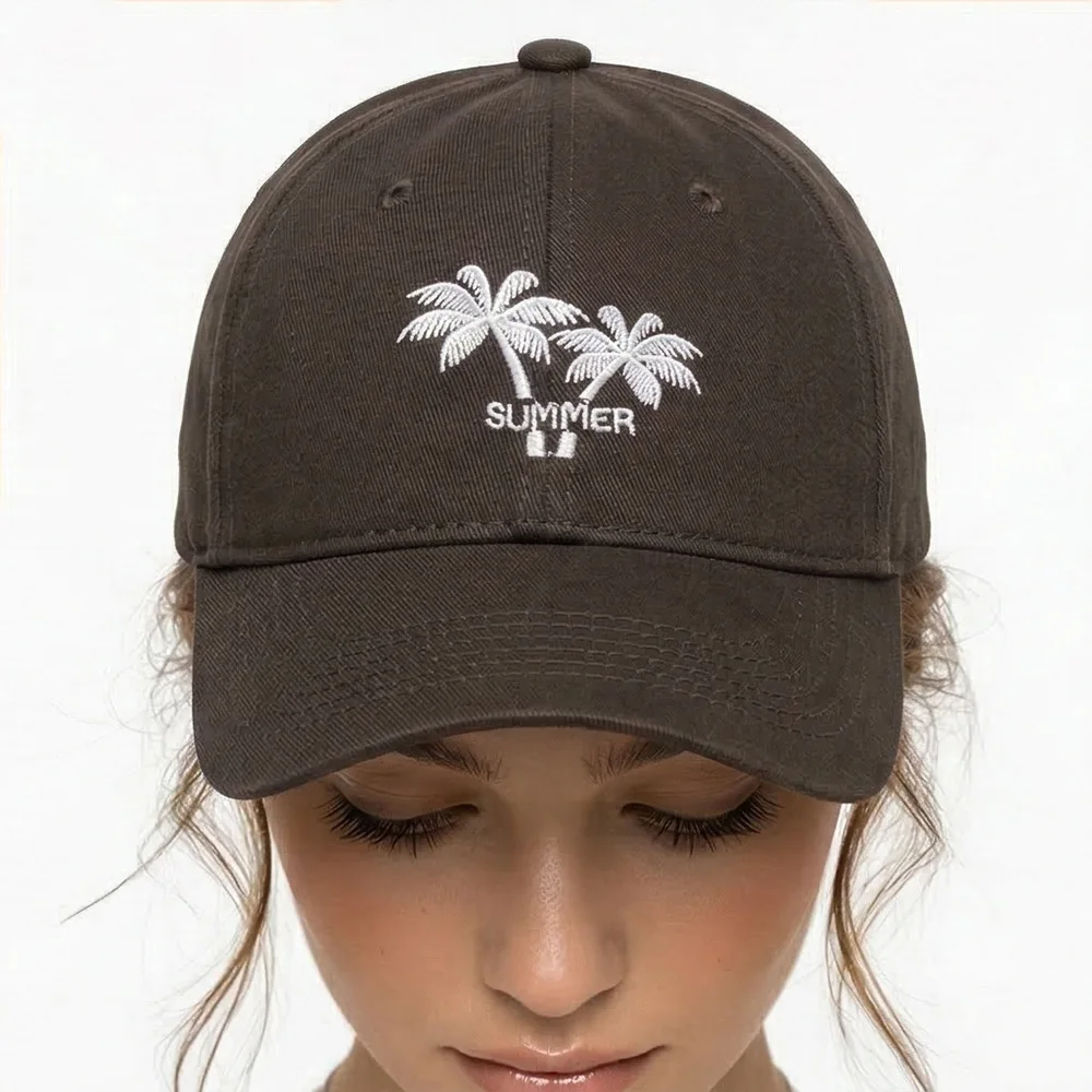 2026 New Coconut Embroidery Baseball Cap Summer Shade Cap Men's and Women's Outdoor Travel Versatile Hat Wholesale