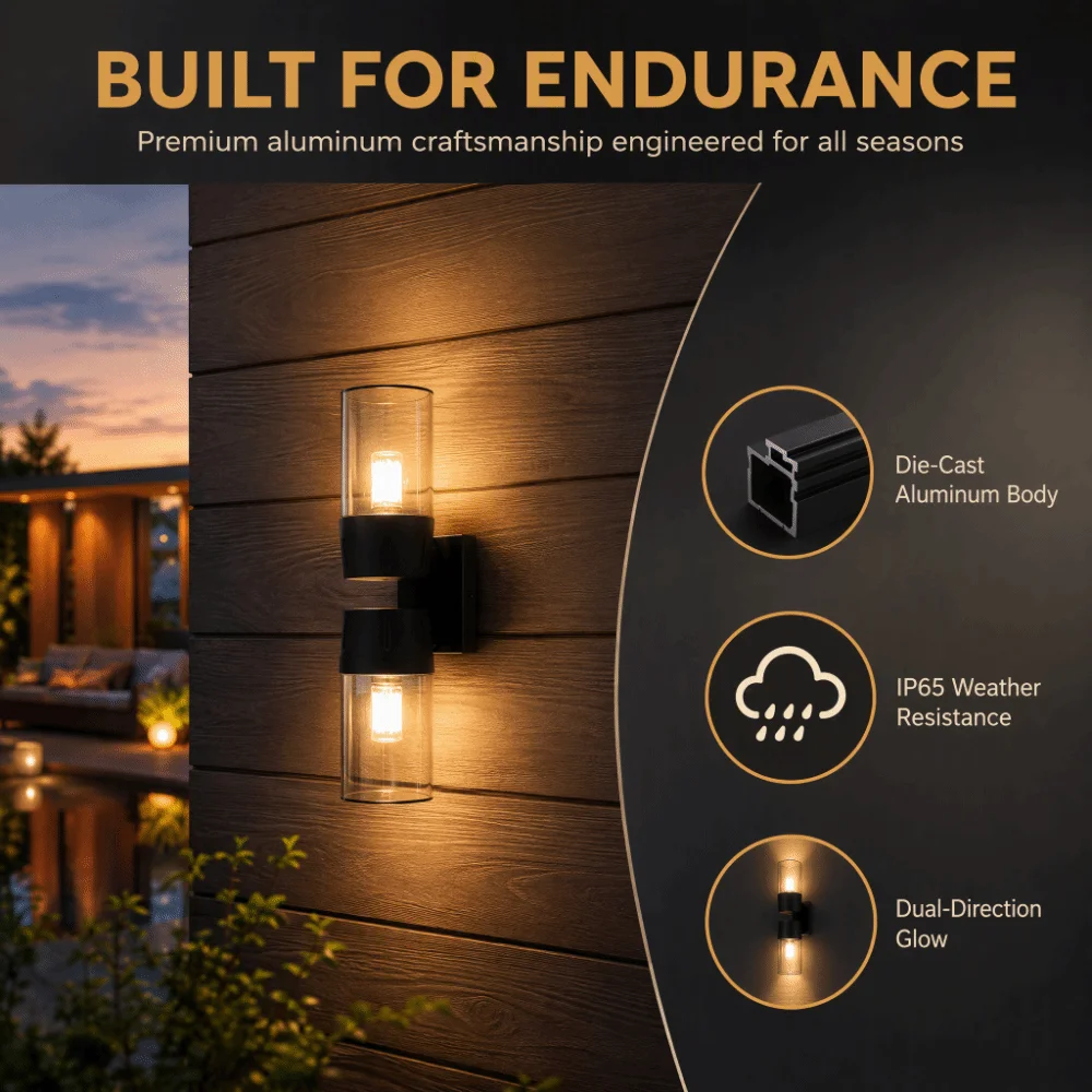 IP65 Waterproof Outdoor Wall Light Simple Design Aluminum Material Wall Light Cross-border Style Decoration Light
