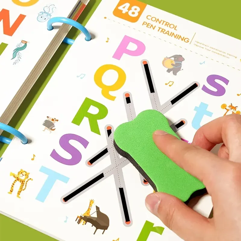 96 Pages Magical Tracing Workbook Control Training Book Reusable Magic Practice Copybook Children Montessori Drawing Education