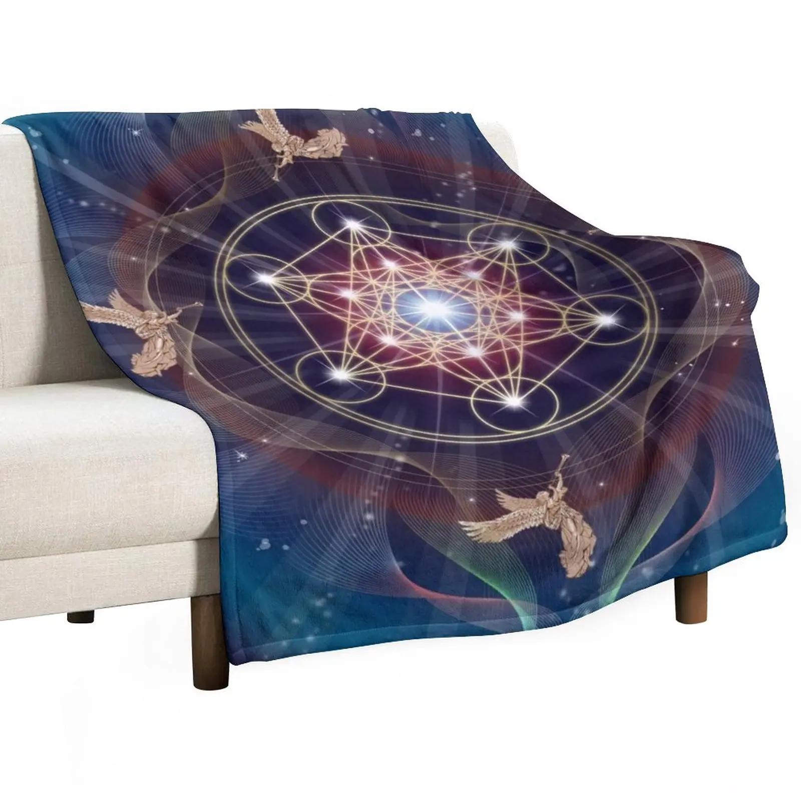 

Metatron's Cube - Merkabah - Peace and Balance Throw Blanket Hairy Blanket Blanket Luxury Blankets For Sofas Sofa