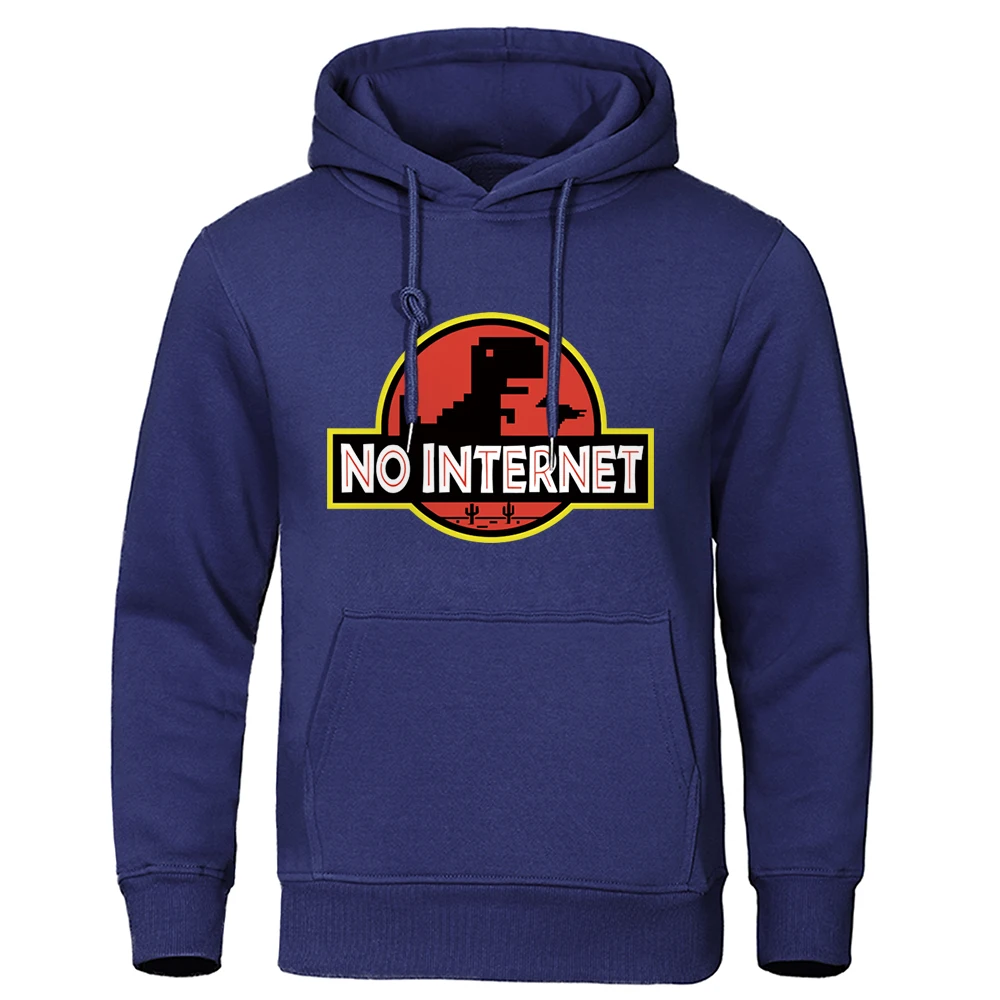 

No Internet Dinosaurs And Cactus Printed Hoodies Mens Personality Fashion Hoody Hip Hop Fleece Streetwear Loose Hoody
