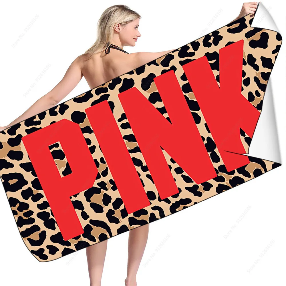Sexy Pink Love marka Towelie stroje kąpielowe ręczniki plażowe szybkie pranie sportowe ręczniki Leopard ręczniki z mikrofibry dla dorosłych ręcznik