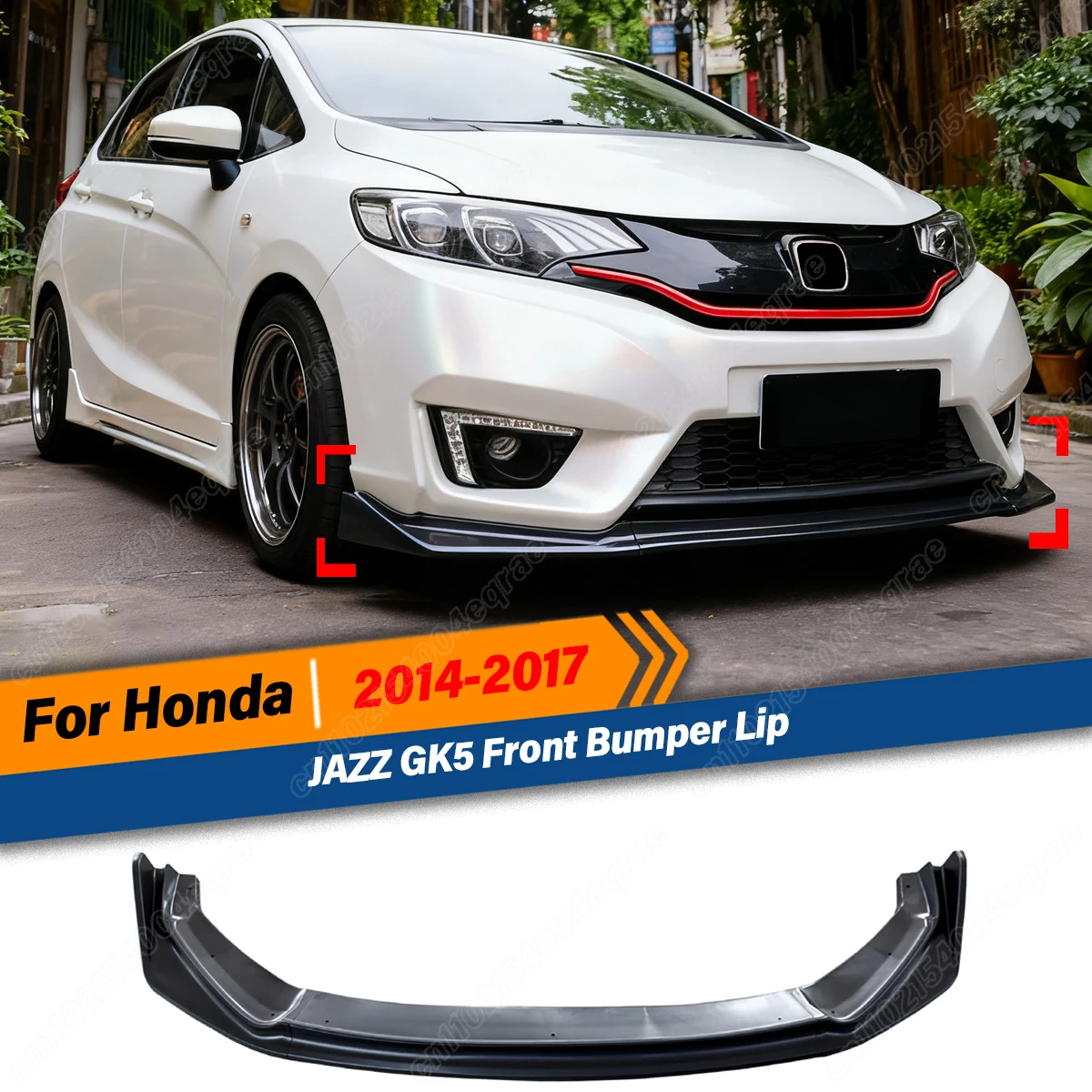 

For Honda JAZZ GK5 2014 2015 2016 2017 Car Front Bumper Spoiler Lip Guard Protector ABS Splitter Diffuser Body Modification Kit