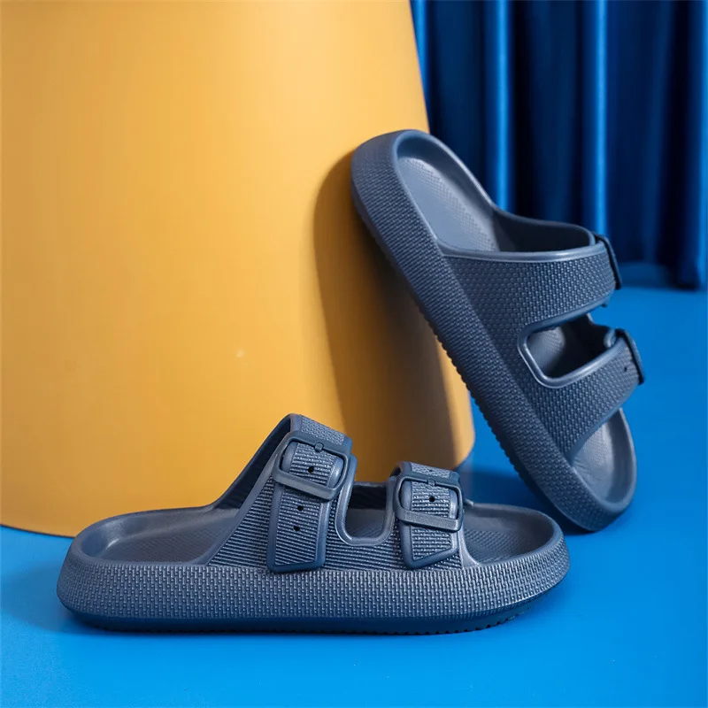 Modische Schnallen-Plateau-Cloud-Slipper für Paare, Sommer 2026, rutschfeste Strand-Slipper, Damen-EVA-Sandalen mit weicher Sohle für Zuhause – Detail 9