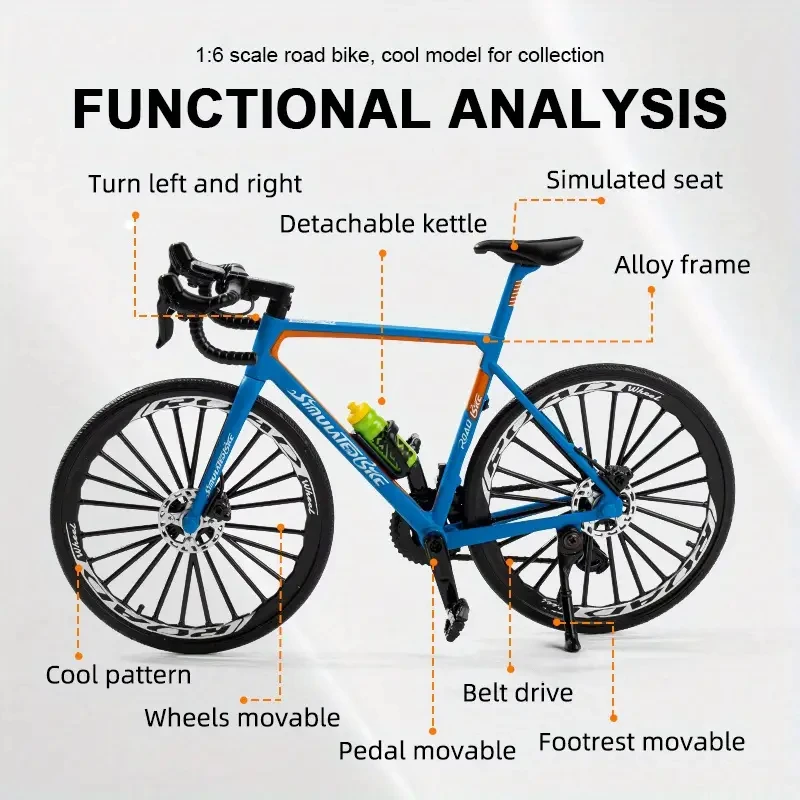 Vintage metal mountain bike model, desktop mini alloy classic bicycle toy, die-cast finger model home decoration