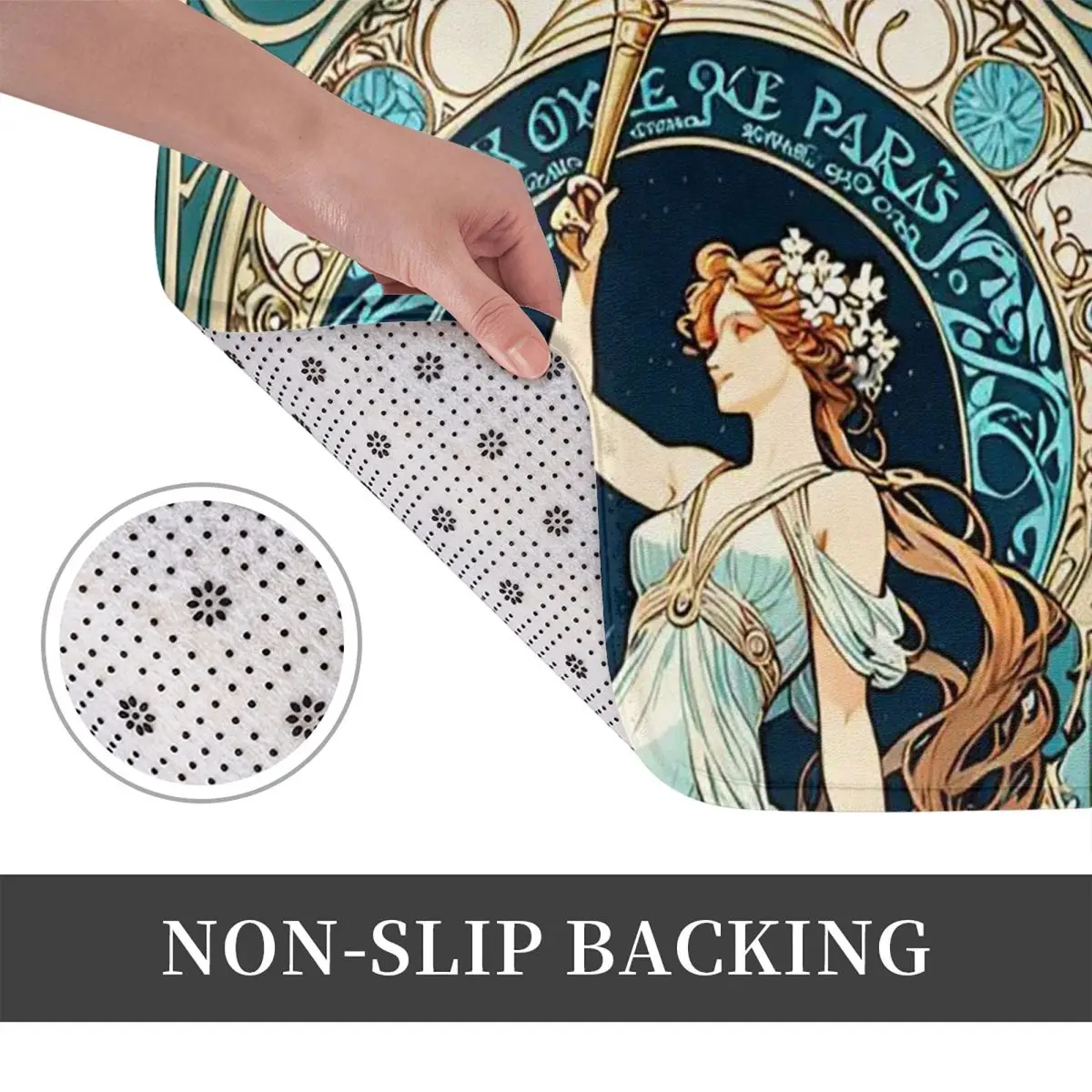 Alphonse Mucha Vintage Art Nouveau Anti-slip Doormat Floor Mat Carpet Rug for Kitchen Entrance Bathroom Living room Footpad Mats