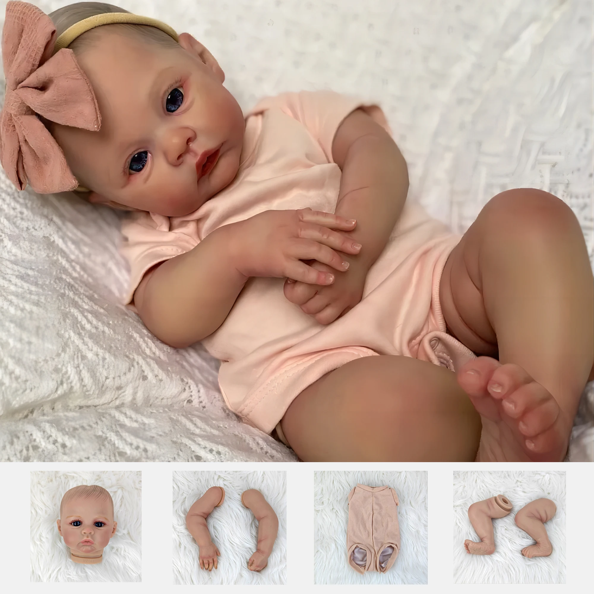 22inch Newborn Baby Reborn Doll Kit Baby Rosalie Lifelike Soft Touch Already Painted Unfinished Doll Parts