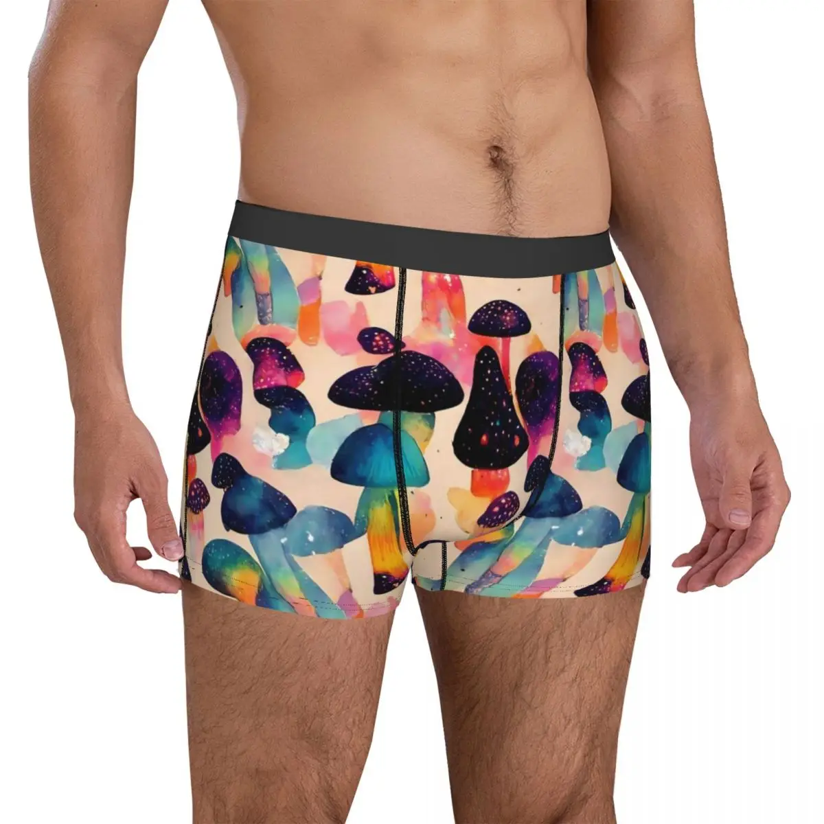 Magic Mushrooms Underwear Red And Green Men Shorts Briefs Breathable Boxershorts Trenky Print Plus Size Panties