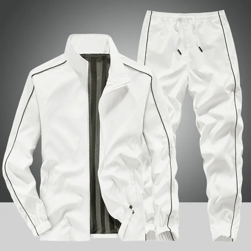 Spring and Autumn New Fashion Solid Color Sports Fitness Jacket Set Men's Loose Comfortable Plus Size High-grade Two-piece Set