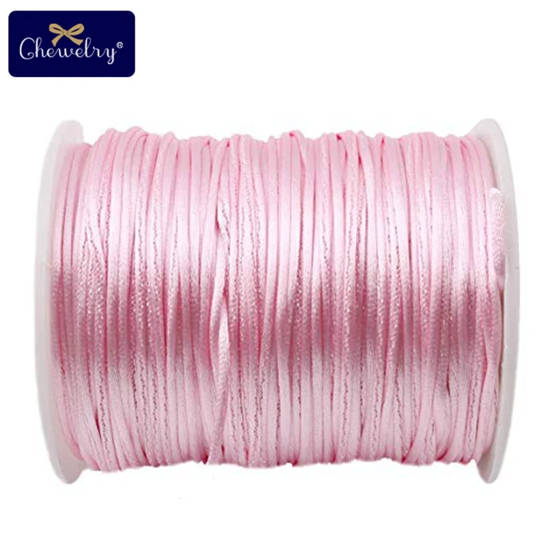 Lassen Sie uns 1pc 1mm 80m Satin Seide Seil Nylons chnur bunte Baby Beißring Zubehör Beiß kette Halskette Rattail Schnur DIY Werkzeug Spielzeug machen – Detail 19