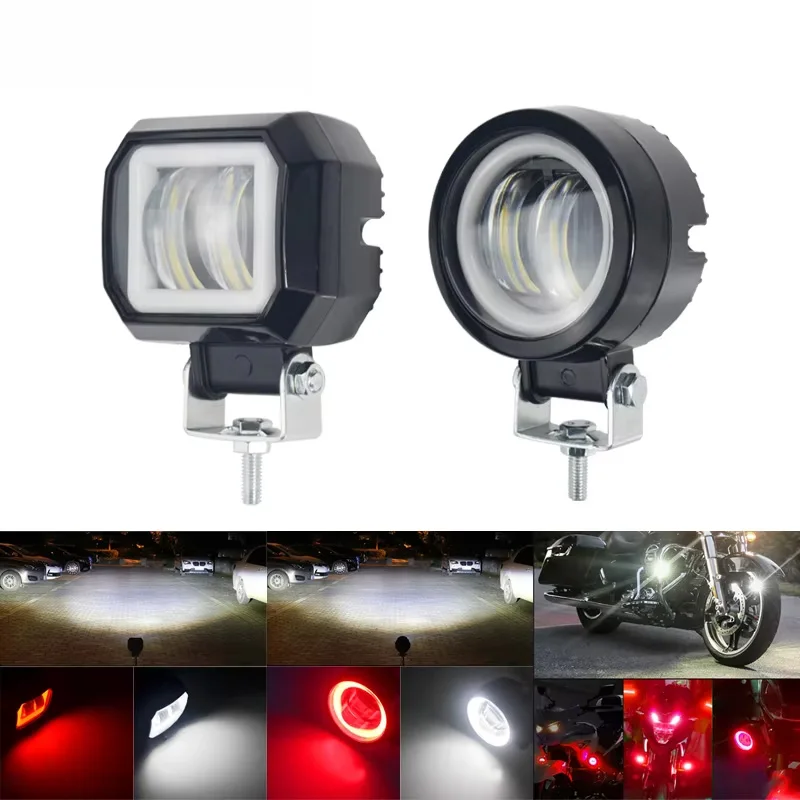 1/2 PCS Angel Eye LED Work Light Waterproof Portable Spotlight Universal For Car Motorcycle Truck Boat Off‑Road Driving Lamp