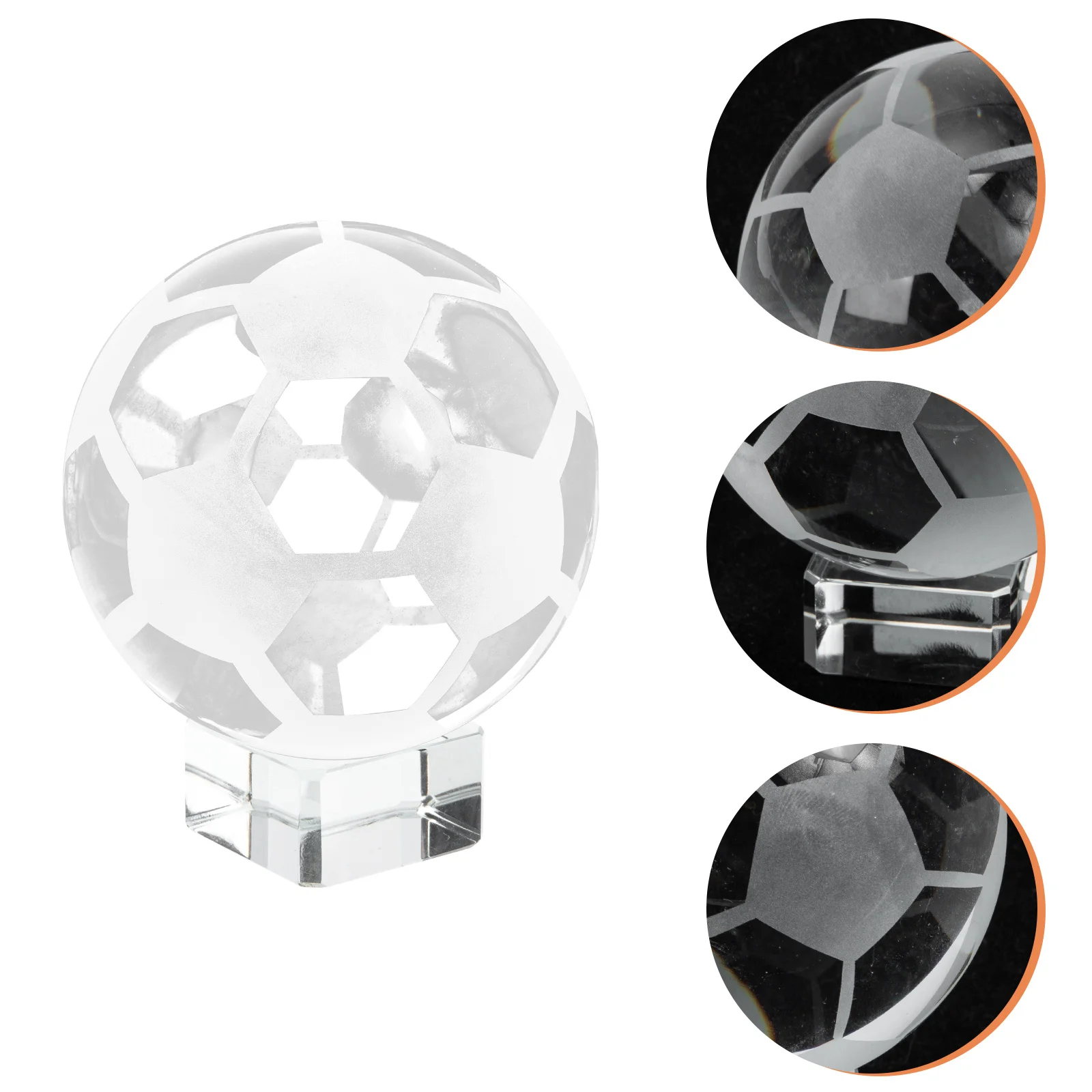 Bolas de ornamento de futebol de cristal peso de papel de futebol transparente para decoração