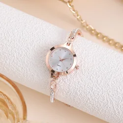 UTHAI V4-relojes de cuarzo para mujer, reloj de pulsera femenino de diamantes de agua, esfera pequeña, joyería ajustable delgada, reloj de pulsera para niña