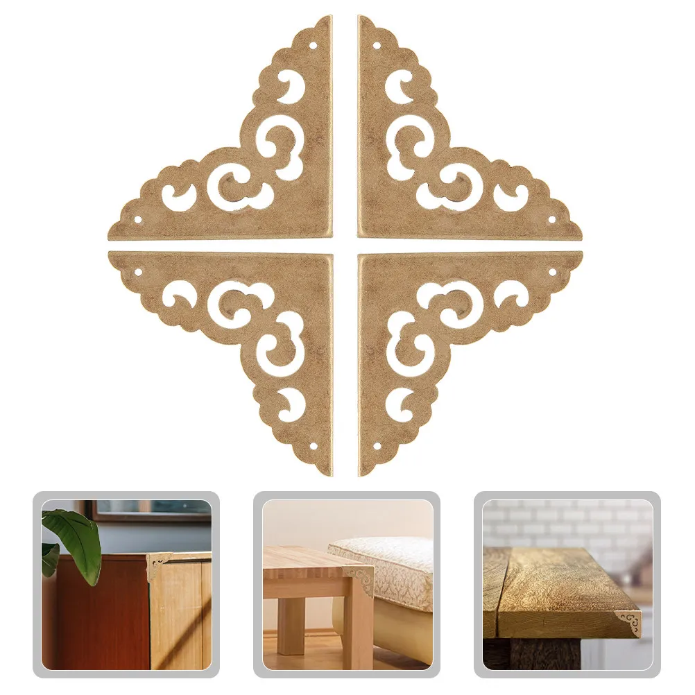 4Pcs Copper Corner Protectors Retro Box Corners Wooden Jewelry Case Guards Metal Protective Brackets Vintage Style