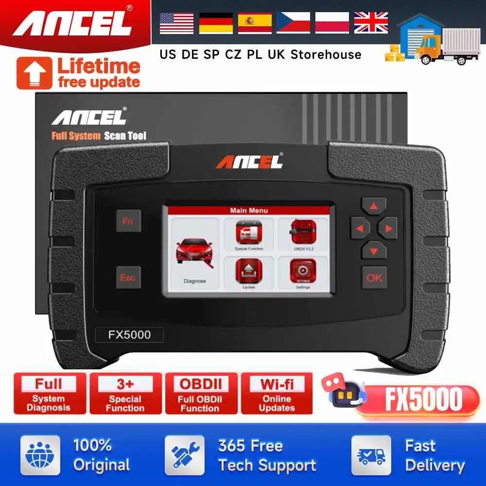 

ANCEL FX5000 OBD2 Car Scanner ABS SRS Engine Oil EPB Reset All System Code Reader OBD 2 Car Diagnostic Tools Lifetime Free Updat