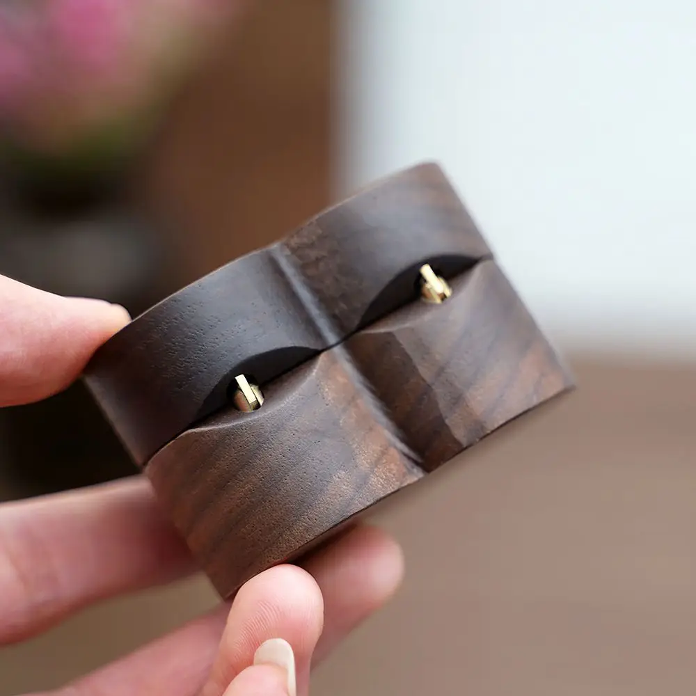 For Lover Cajas Wedding Heart Shape Engagement Wooden Ring Box Jewelry Packaging Jewelry Display