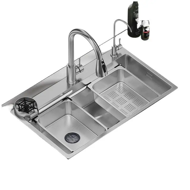 

Sink 5MM Thickened 304 Stainless Steel Vegetable Basin Small Rice Embossed Kitchen Large Single Sink Dishwasher