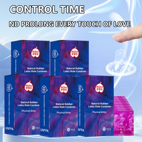 Condones retardantes, condones anticonceptivos para hombres, condones sexuales ultrafinos de larga duración para eyaculación precoz, con anillo de bloqueo para hombres