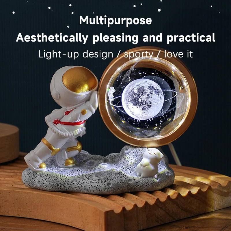 3D Creative Astronaut Crystal Ball Led Night Light for Children Bedroom Planet Space Solar System Lamp USB Christmas Kid Gift