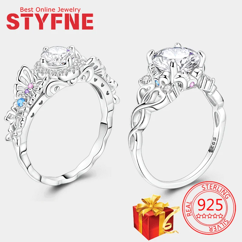 

Rings 925 Sterling Silver Butterfly Heart Zircon Ring For Women New Original Wedding Fine Jewelry Gifts with GIFT Bag