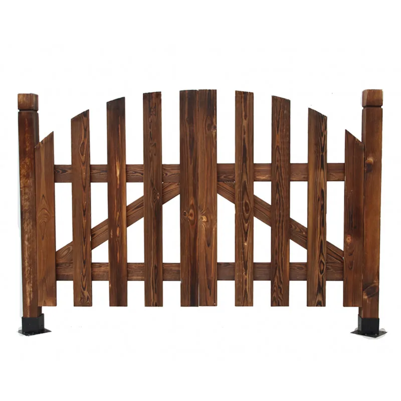 Garden wooden door carbonized anticorrosive wooden fence door outdoor courtyard fence fence double wooden door