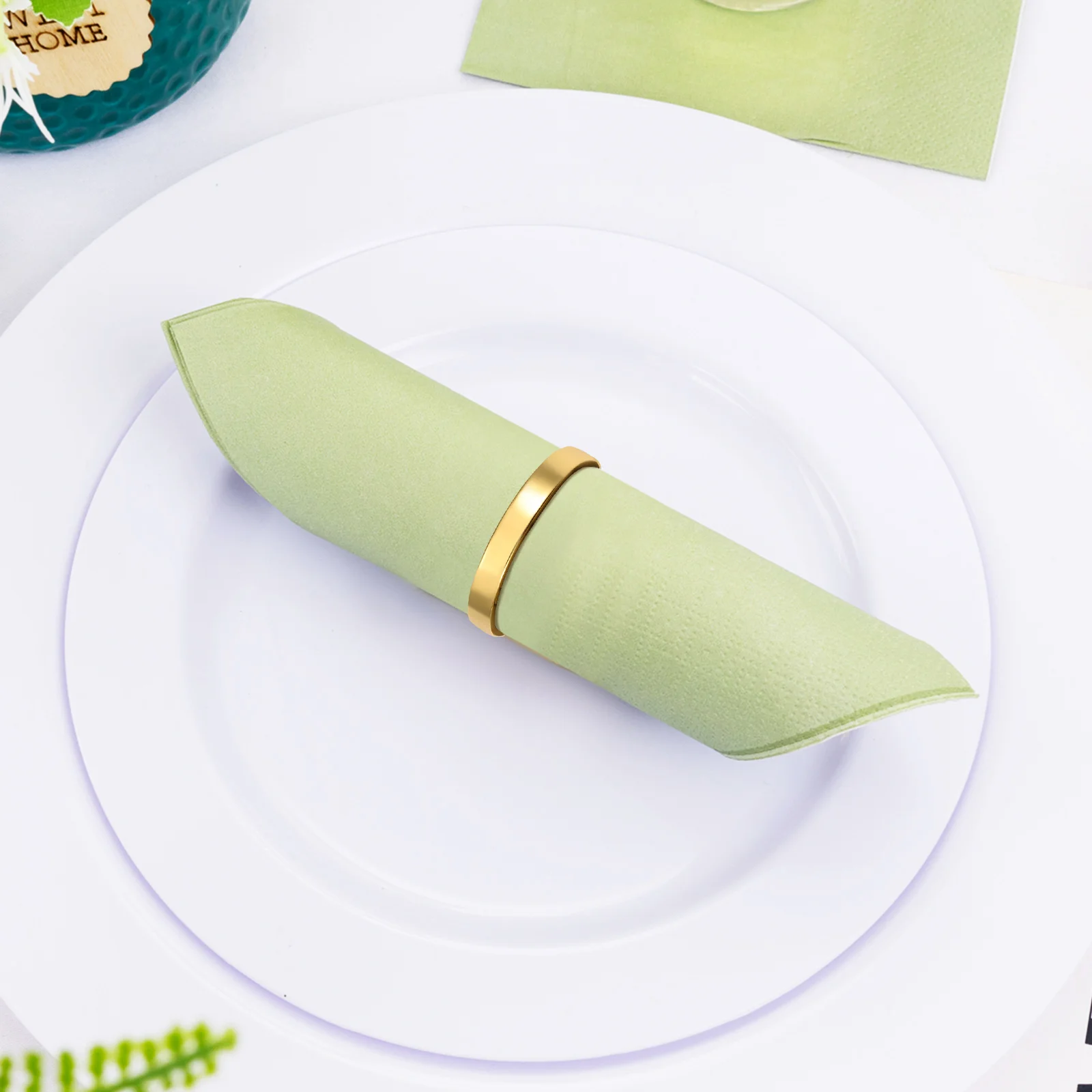 

12 Pcs Golden Napkin Rings Zinc Alloy Table Setting Modern Dinner Decor Serviette Buckles Round Napkin Holder Kitchen Bar