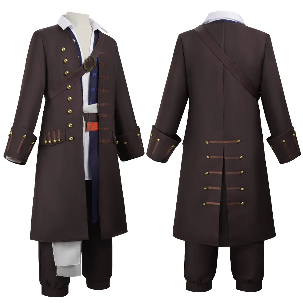 Kapitän Jack Sparrow Cosplay-Kostüm Herren Piraten-Uniform Mantel Karibik-Karneval Komplettset JackSparrow Outfit Cosplay-Set