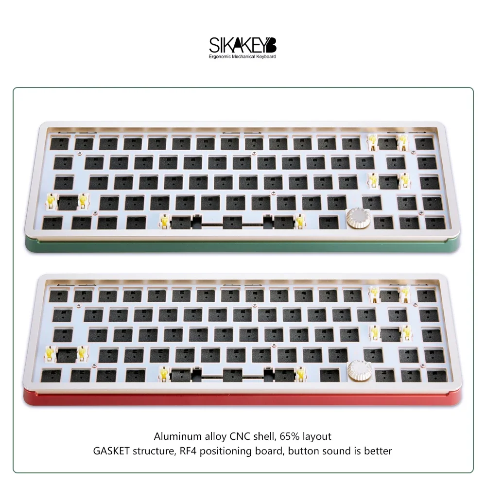 SIKAKEYB SK6 Castle backlit hotswap gasket Metal aluminum 5.0 2.4G wired 3 mode gaming Kit  65% 68 key knob mechanical keyboard