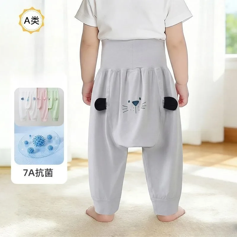 

2-Pack Lightweight Baby Pajama Bottoms (Size 7A) – Antibacterial, High-Waisted, Tummy-Covering Sleep Pants for Boys and Girls