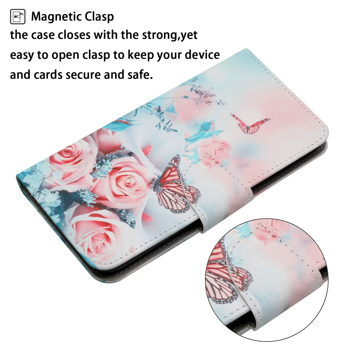 5PE* Leather Case Anti-fall Printing Card Insertion Flip Cover Protective Case For iPhone6/6s 7/8 SE2/3 X/XS XR Plus Max