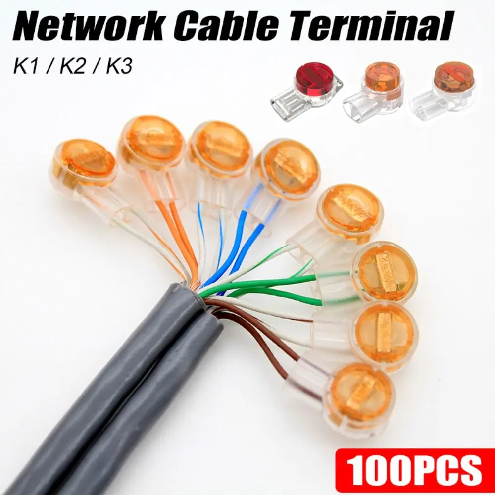 Terminales de conexión de engarce, Conector de Cable Ethernet Rj45, terminales de Cable de teléfono, 100 piezas, K1, K2, K3