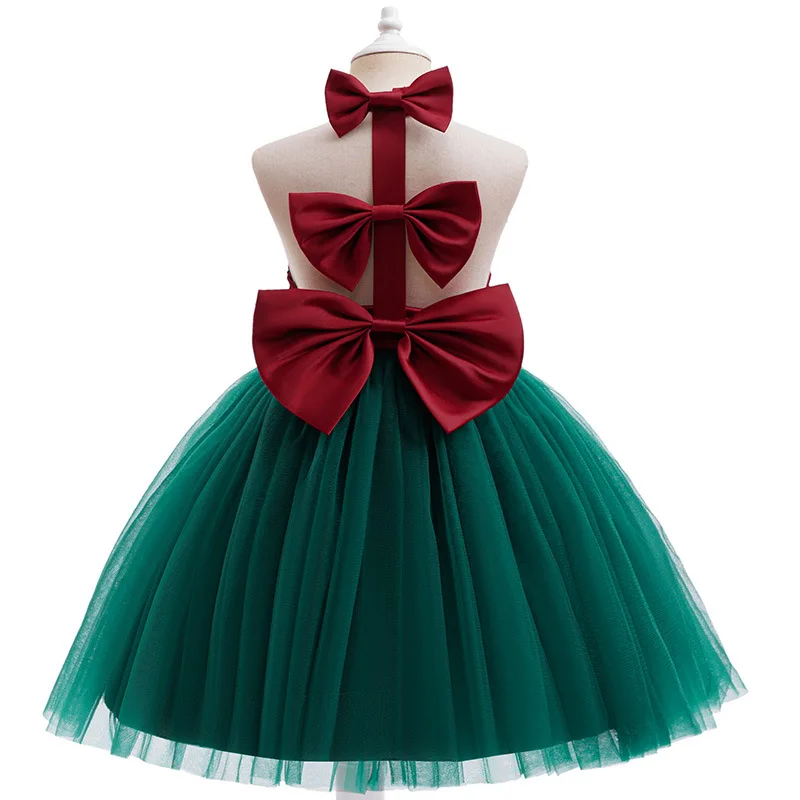 Merry Christmas Girls Dress Sleeveless Backless Mesh Fashion Xmas Girls Princess Dress Party Costumes 3-10 Years Kids Clothes