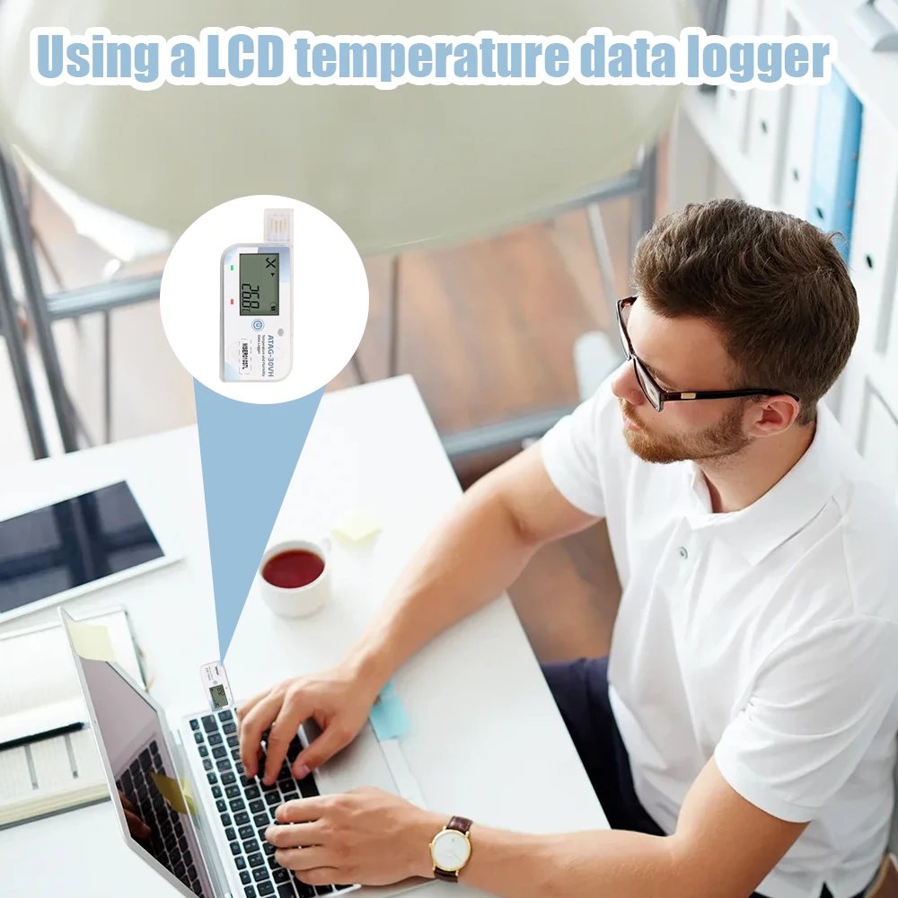 USB Disposable Temperature Data Logger 180 Days Temperature Humidity Recorder PDF Report Alarm 35000 Points Thermohygrometer