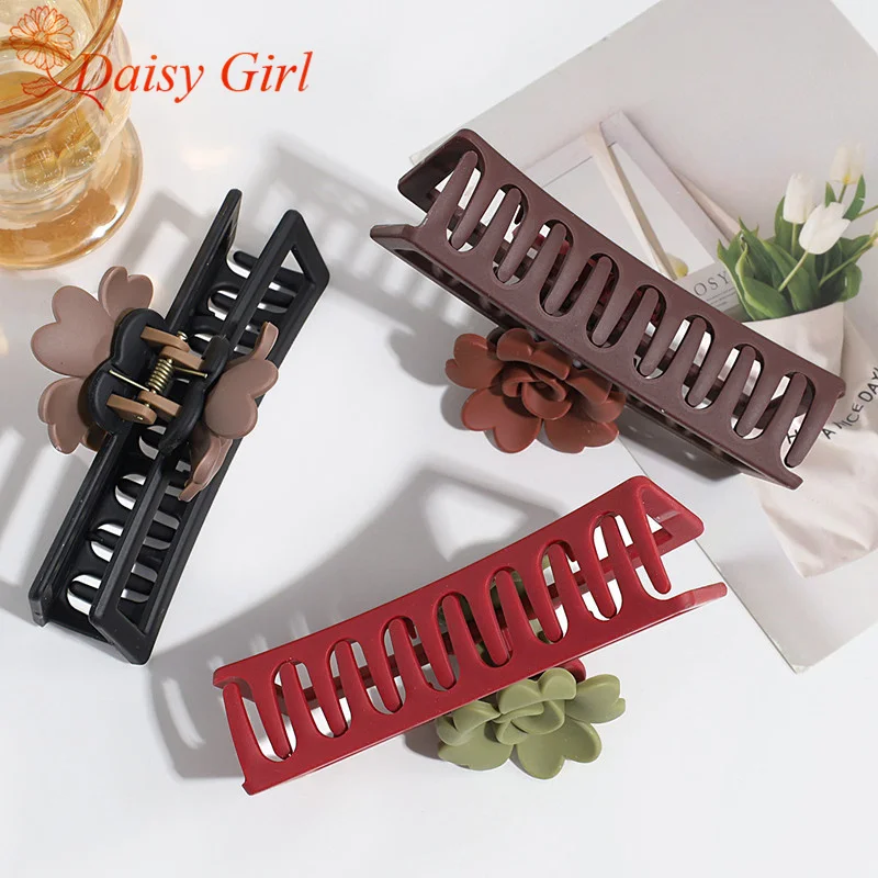 New Simple Fashionable Large Flower Rectangular Contrasting Color Grab Clip Versatile Hair Shark Clip Hair Accessories