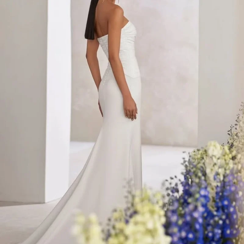 여성을위한 맞춤형 아이보리 화이트 볼 가운 웨딩 드레스 Tull Shiny mesh Pearl Satin 웨딩 드레스Vestidos De Novia