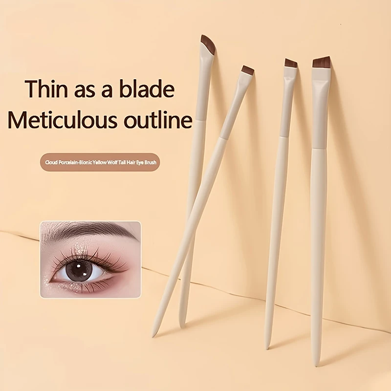 Blade Eyeliner-Pinsel, ultradünn, feiner Winkel, flacher Augenbrauenpinsel, Make-up-Pinsel für unter den Augen, präziser Detailpinsel, weiß