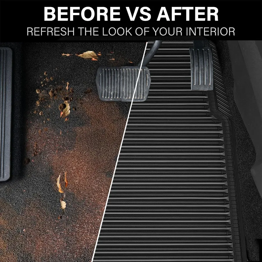 고무 바닥 매트 전천후 풀세트 4피스 방수 자동차 매트 대부분의 차량 세단 SUV에 맞게 조정 가능 중량급 미끄럼 방지