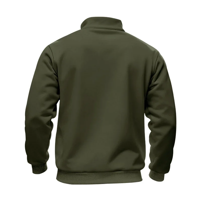 Grenzübergreifender Herbst- und Winter-Samt-Pullover für Herren, locker geschnitten, im Retro-Stil, lässig, mit Stehkragen, halbem Reißverschluss und Taschen für Pendler. – Detail 28